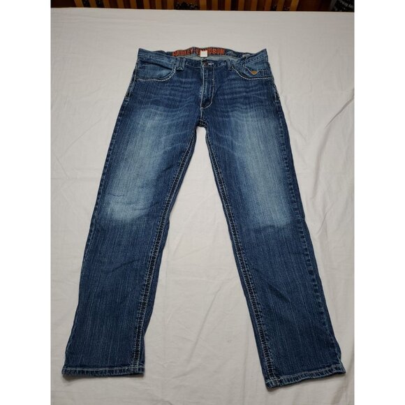 Harley Davidson Men's Jeans Medium Wash Straight Leg Boot Cut Biker Size 38x31 - Picture 1 of 13